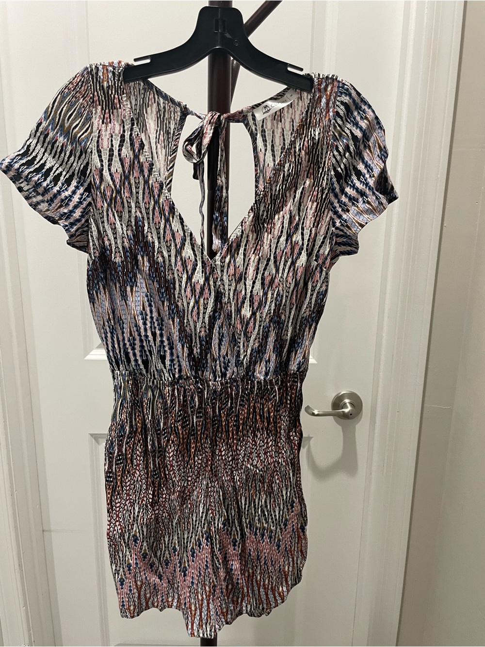 Cupshe Multicolor Printed Tie-Back Tunic Romper short one piece